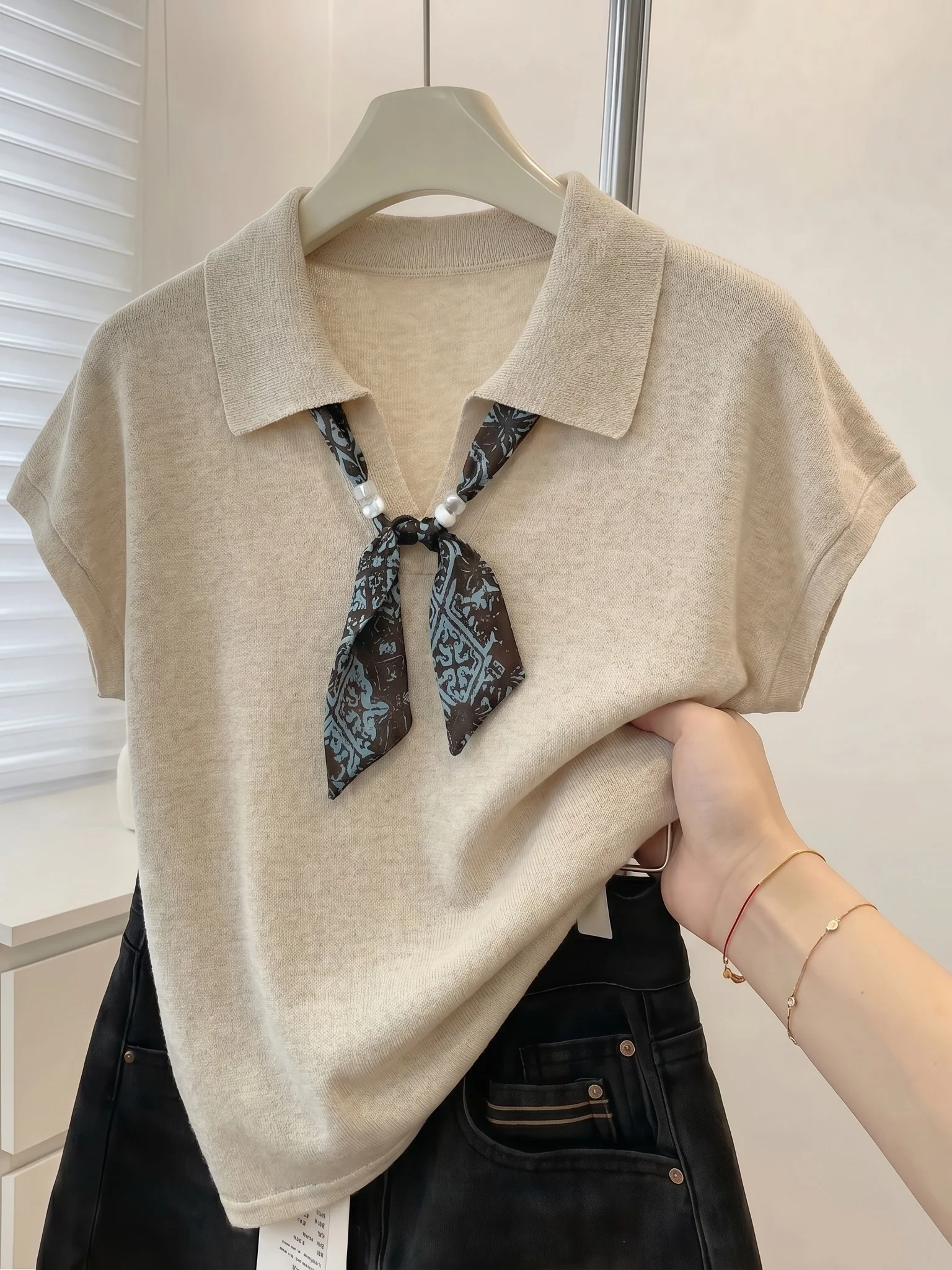Camiseta de manga corta para m - Silk Neck Scarf reseña y precio
