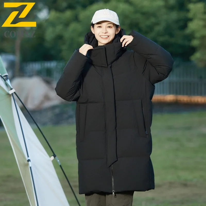 

COMXZ Men outdoor Sport Down Jacket Casual Mid Length Duck Down Coat College Style Thermal waterproof and windproof Coat 2025