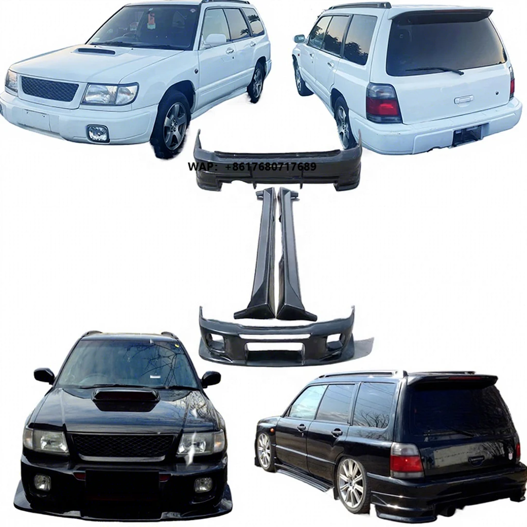 CWEST Style FRP Black Body Kit for Forester 5Dr 1998-2005 High Quality New Screw-On Front Bumper Side Skirts Rear