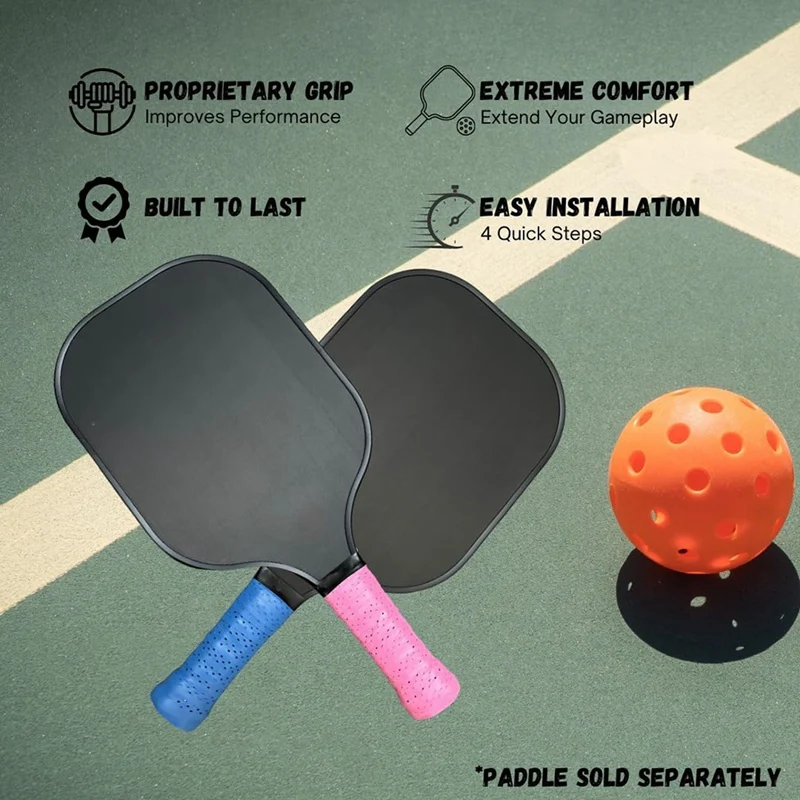 Apertos de raquete de tênis, Absorvente de suor, Fita antiderrapante, Fita adesiva para alças, Raquete Pickleball, 1 par