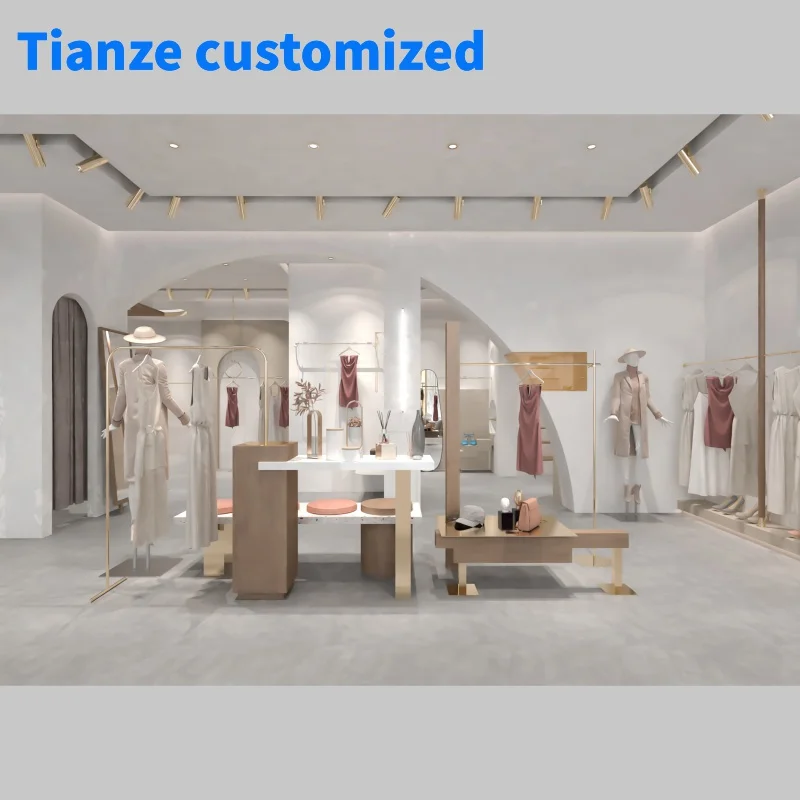 [Customized]Modern Retail Woman Shop Decoration Ladies Clothes Shop Design Retail Furniture Clothes Display Rack Design