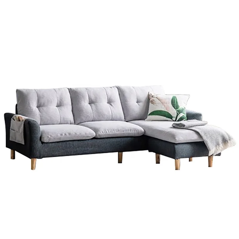 Small Size High Density Foam Low Sectional Grey l Shaped Living Room Home Furniture Set 2020 Fabric Upholstery Sofa