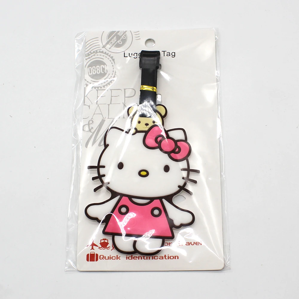 Animacja Hello Kitty przywieszka do bagażu akcesoria podróżne walizka adres identyfikacyjny uchwyt przenośna kreskówka moja melodia Kuromi etykieta bagażowa