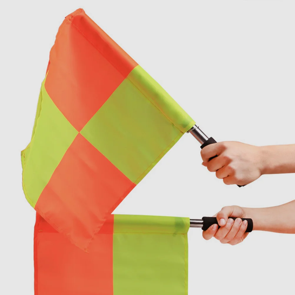 

2pcs Checkered Linesman Polyester Sports Equipment Soccer Training Race Referee Handheld Signal Flags Outdoor Events Referee