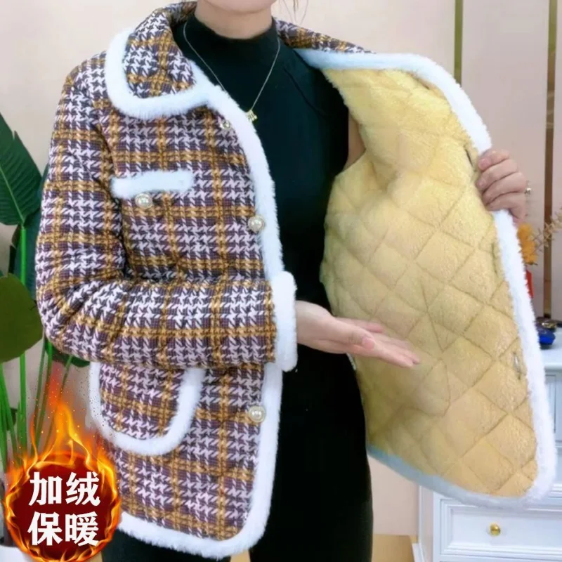 

Женская флокированная куртка на пуговицах с длинными рукавами и контрастными лацканами, повседневный модный топ