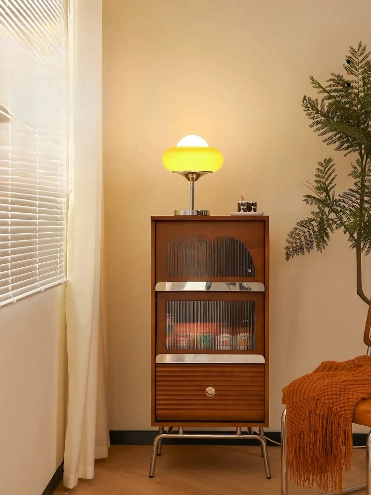 A Solid wood Japanese-style living room medieval cabinet magazine storage cabinet Nordic retro floor storage