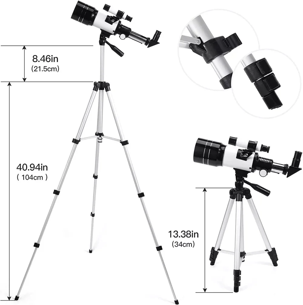 Ponbos telescópio astronômico profissional 70mm ocular 150x poderoso monocular telescópio de visão noturna para acampamento com tripé