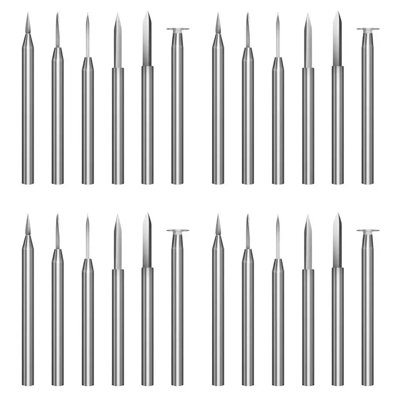 

BAAJ-Wood Carving Drill Bits Set For Rotary Tool 24Pcs Engraving Drill Accessories Bit Wood Crafts Grinding Tool 3Mm