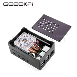 GeeekPi  Aluminum Brick Case Black Shell with Mini Low- Profile Tower Cooling Fan for Raspberry Pi 4 Model B