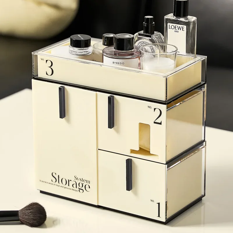 Desktop Acrylic Case For Cosmetics Drawer Type Dressing Table Sundries Storage Rack Nordic Wind Girls Plastic Beauty Box