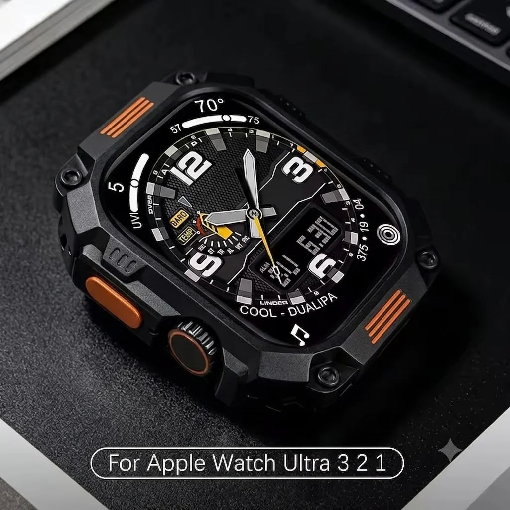 VWAR Titan-Gehäuse für Apple Watch Ultra 3/2/1, Metallpanzerung, sturzsicher, Edelstahl-Schutzhülle für iWatch 49 mm