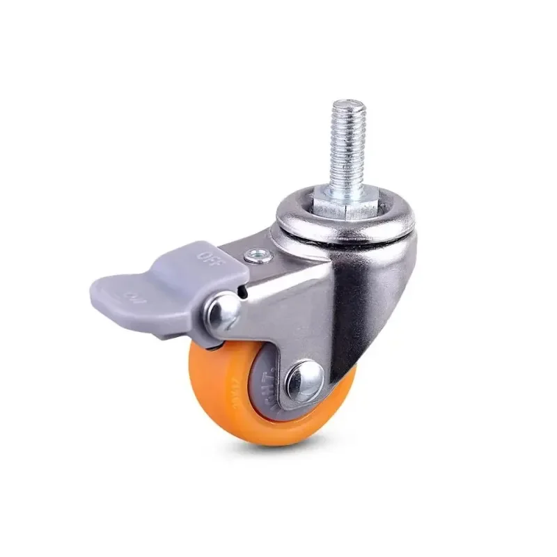 4 Pcs 2'' Screw/Flat/Brake/Universal  Caster Orange PP Furniture Wheel Mute Display Cabinet Speaker