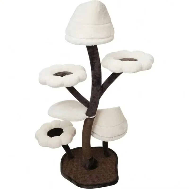 

63.8-Inch cat tree multi-story tower 22 pounds capacity brown, cat climbing frame scraping column