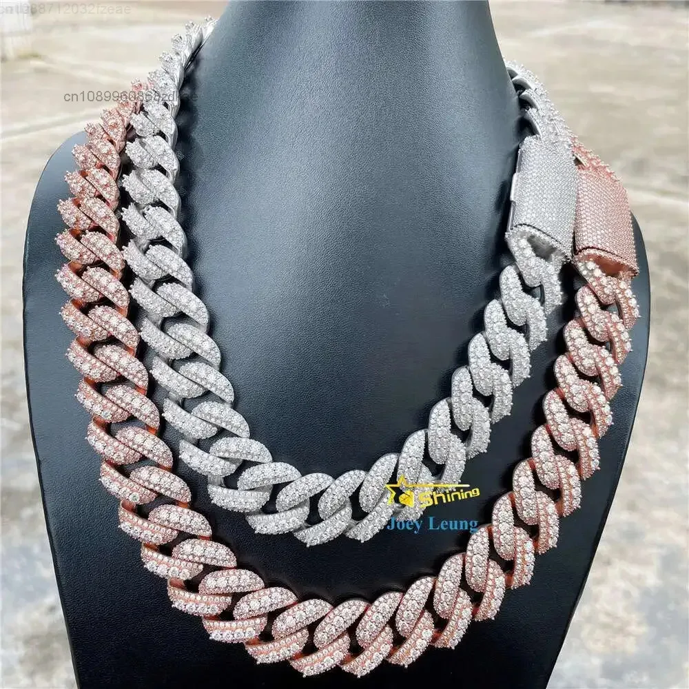 

Hip Hop Jewelry 20mm Vvs Moissanite Diamond Iced Out 925 Silver Moissanite Cuban Link Chain Necklace