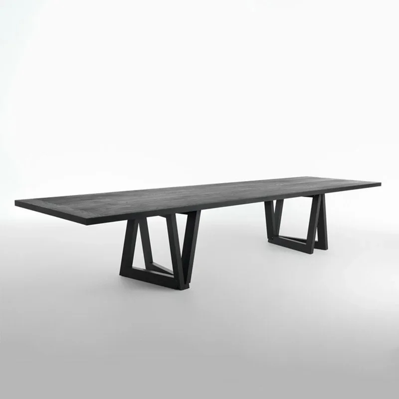 Solid wood conference table long table large board table industrial style large workbench