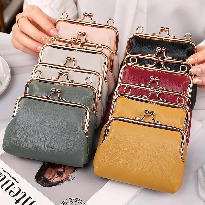 Elegant Women Coin Purses PU Leather Girls Wallet with Pearl Shoulder Strap Large Capacity Card Holder Student Money Bag