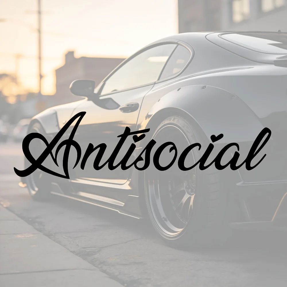 Cute Love Antisocial Vinyl Decal Banner Girl Car Windshield Banner Sticker Reflective Waterproof and Fade-resistant
