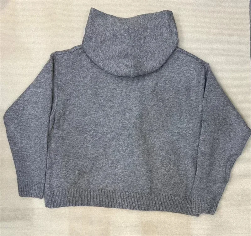 25ss Jacquard CB Knitted Hooded Sweaters Oversized Casual Mens Knit Hoodies Top Quality Grey Womens Wool Sweaters