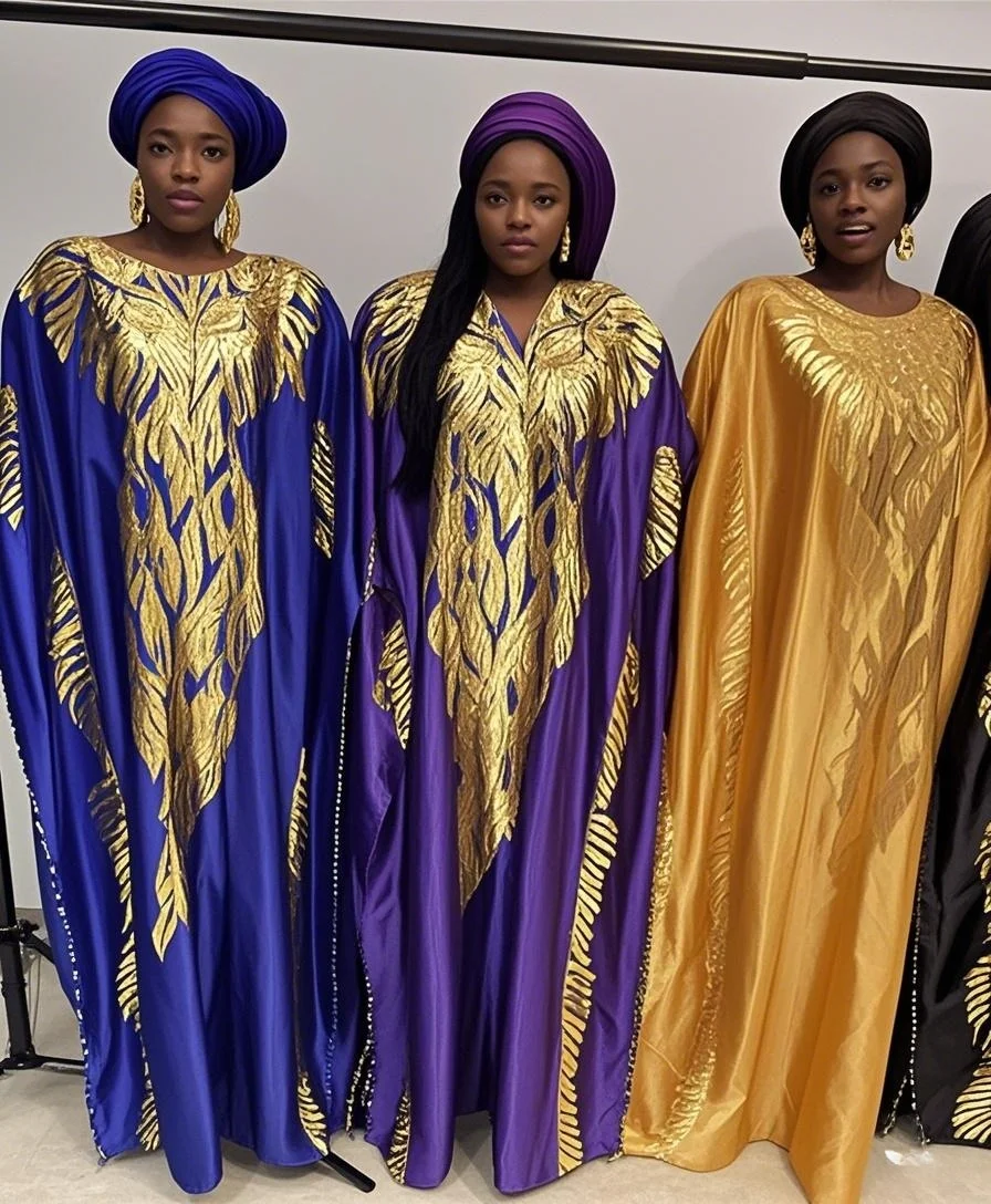 2025 جديد الملابس الأفريقية النساء فضفاضة ملونة لامعة القماش رداء كبير حجم الحرة فستان طويل عادية أفريقيا الصيف وشاح فساتين