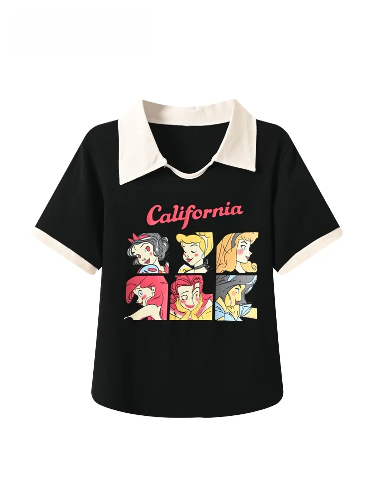 

Свободная повседневная модная футболка с отложным воротником и коротким рукавом для женщин больших размеров, новинка весеннего сезона, удобный универсальный топ