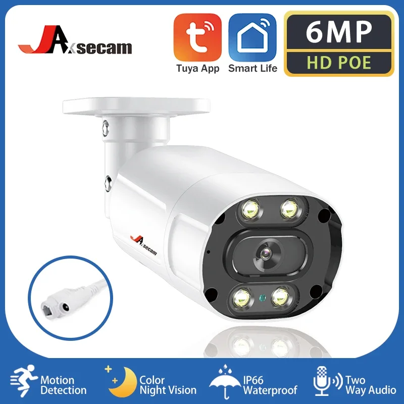 

Tuya POE 6MP IP Camera Outdoor Waterproof H.265 Surveillance Bullet CCTV Camera Motion Detection Night Vision Security Camera