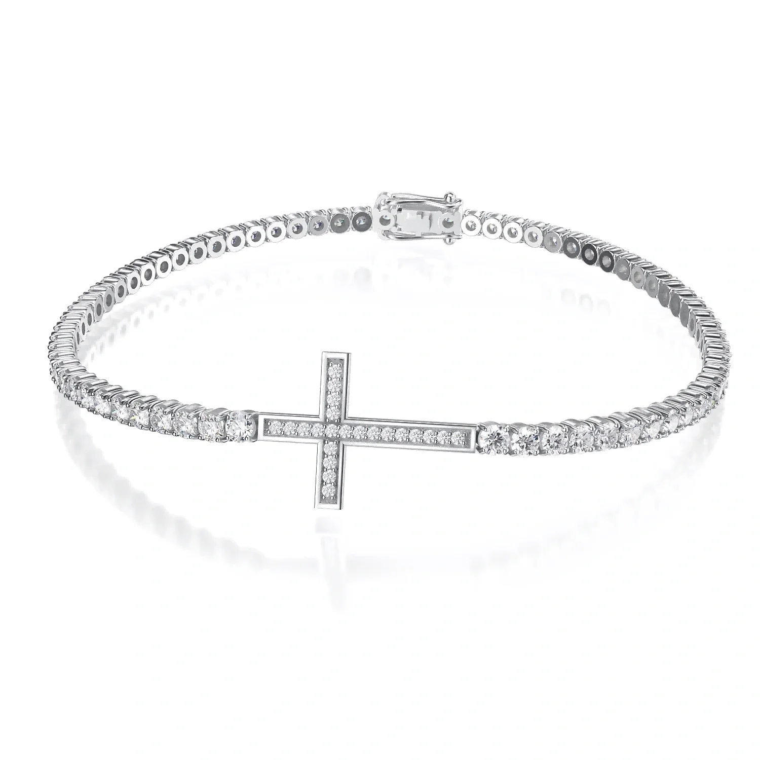 

Fashion Jewelry OEM/ODM Custom Cross Bracelet 925 Sterling Silver Tennis Cubic Zircon Bracelet