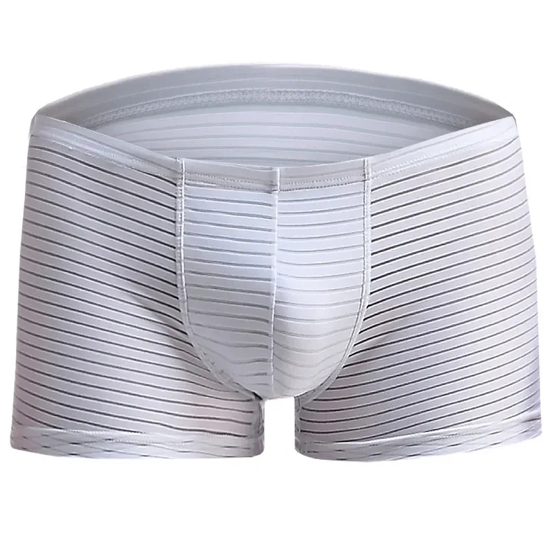 Youth Thin Transparent Sexy Men's Ice Silk Panties Bottom Underpants Breathable One Piece boxers Boxers Head