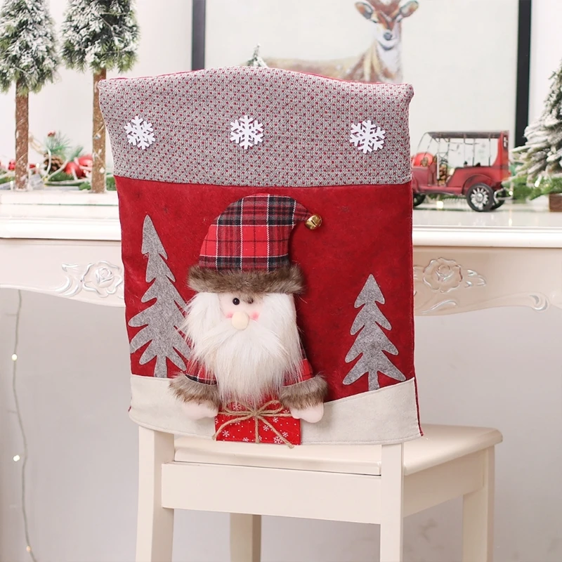 Funda para silla Navidad, para hogar, funda para asiento para silla, decoración Año Nuevo para fiesta
