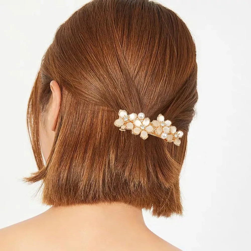 3 قطع من مشابك الشعر على شكل زهرة للنساء، مشابك شعر على شكل زهرة من حجر الراين العتيق، دبوس شعر على شكل زهرة كريستال فرنسية #4