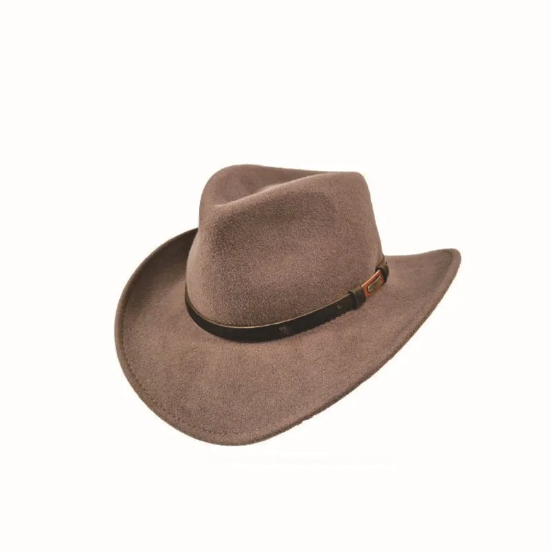 

Western-Style Wool Felt Hat with Leather Trim and British Style Sheepskin Hat