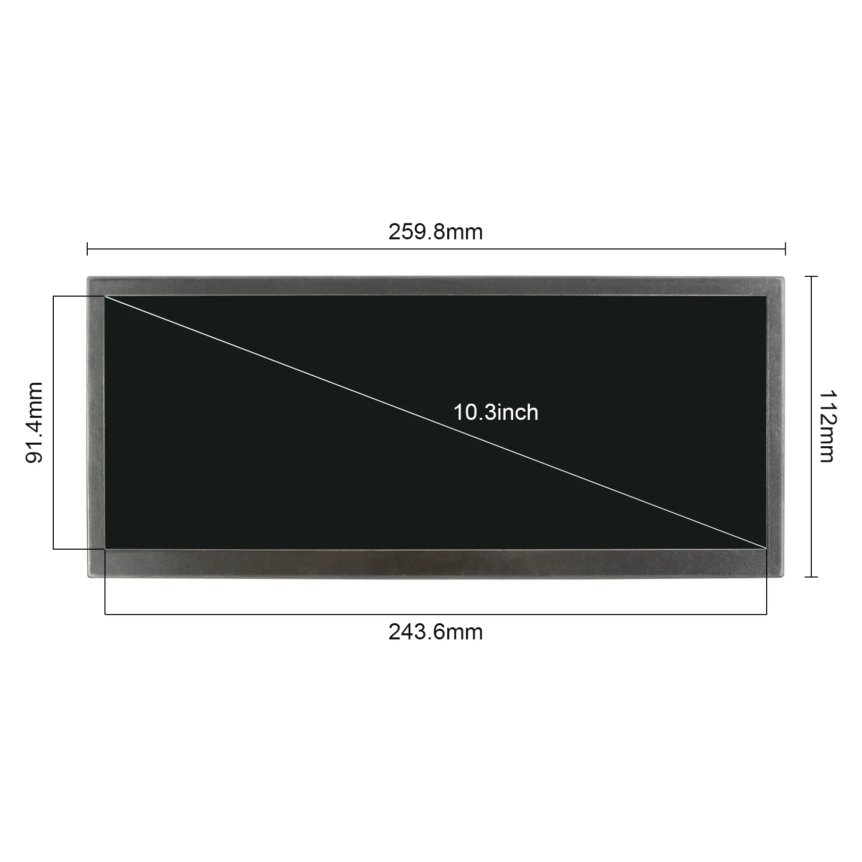 10.3 in HSD103KPW2 A10 Backlight WLED 1920X720 Resolution IPS LCD Screen