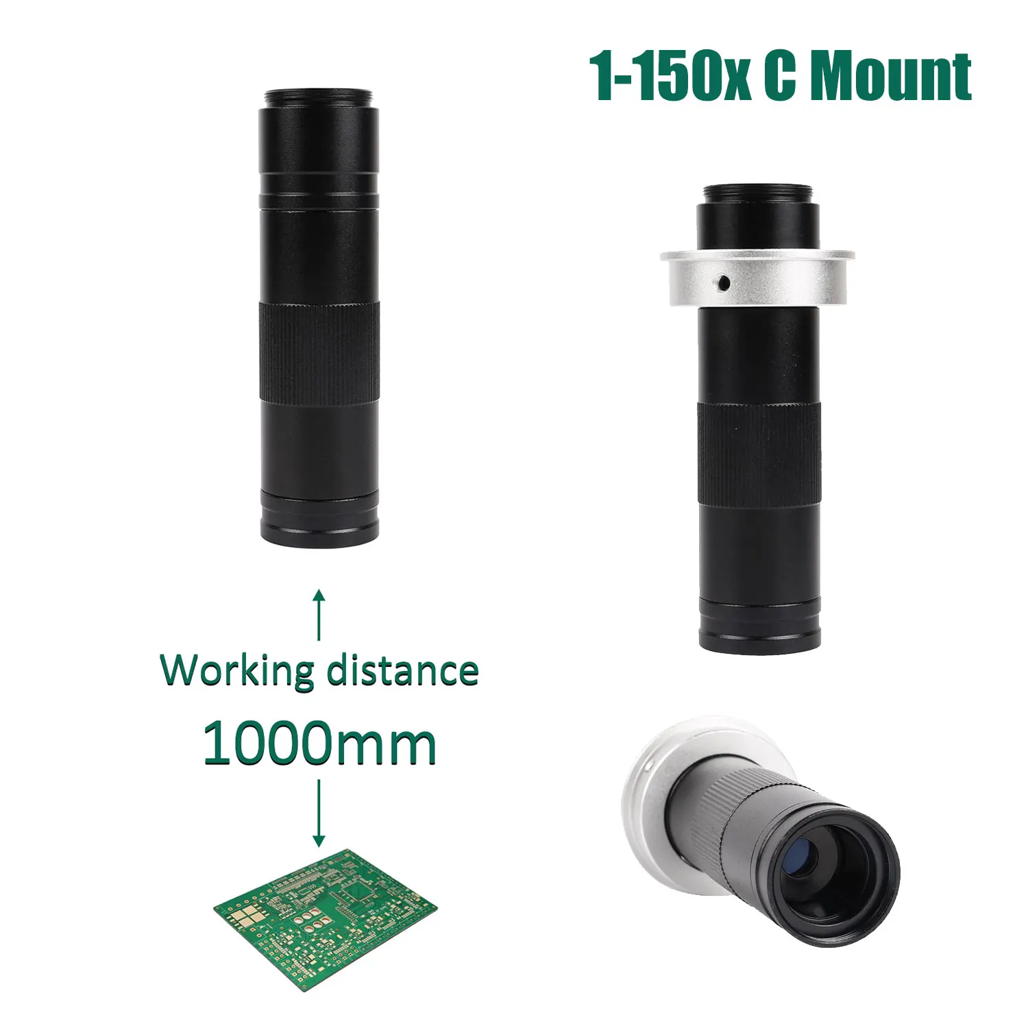 150x Industry Video Microscope Camera C Mount Lens 150 Magnification Adjustable For HDMI VGA Camera Max Working Distance 1000mm