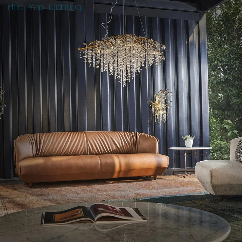 Modern Luxury Crystal Chandelier For Living Dining Room Kitchen Table Hall Gold Silver Tree Branch Iron Ceiling Pendant Lamp