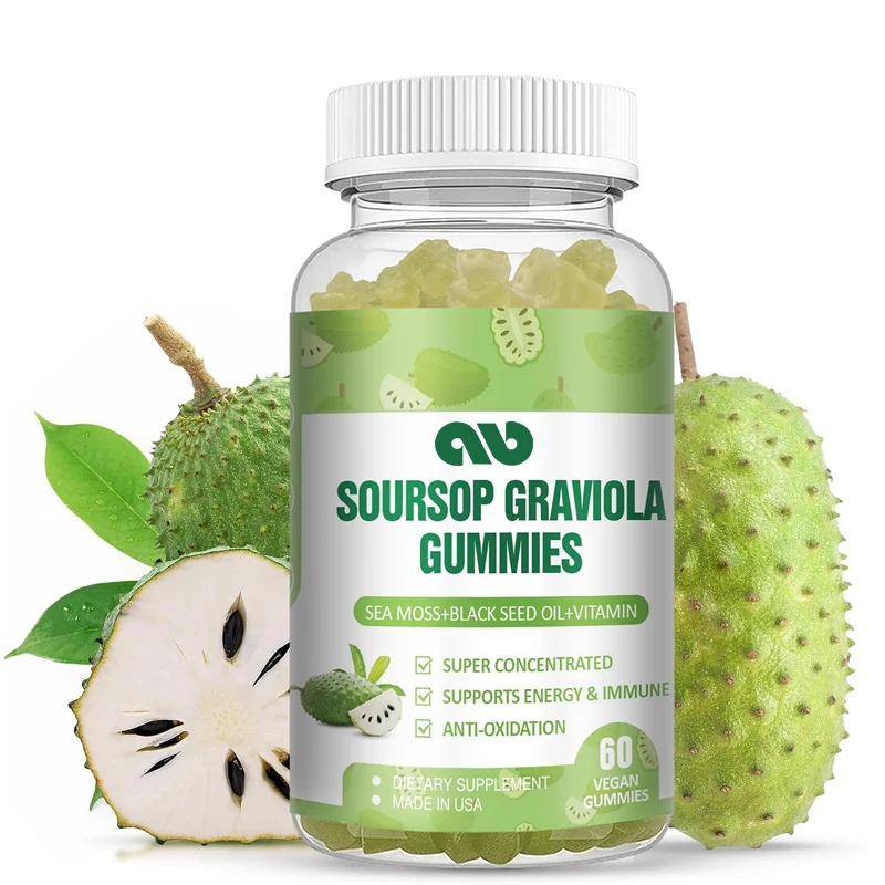 Sourhop Graviola Gummies Sourhop Oil Organic Leaf Fruit and Seaweed Black Seed Oil Efficient Extract - Sourmelon Multivitamin