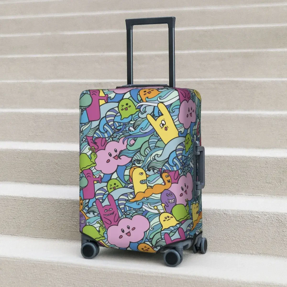 Funny Monsters Graffiti Suitcase Cover Cartoon Business Protection Holiday Practical Luggage Supplies Xmas Gift