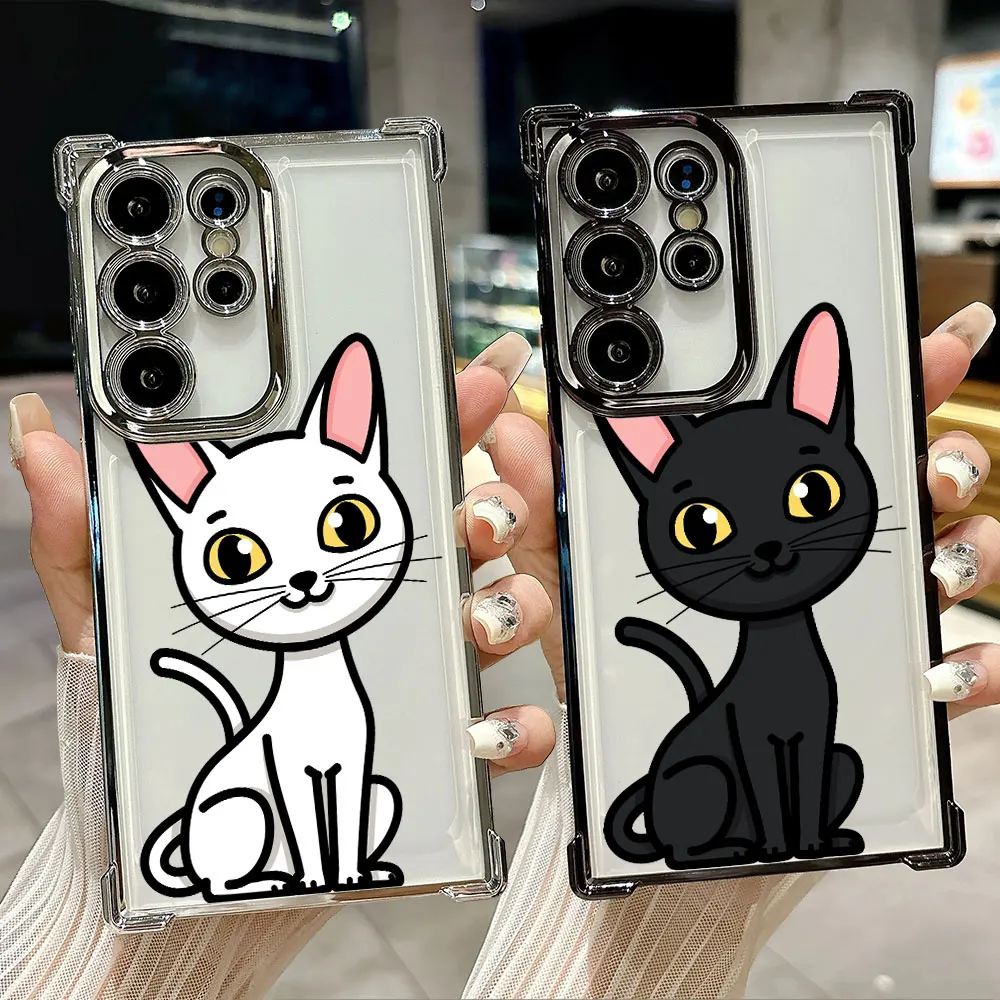 

Funda For Samsung S26Ultra Phone Case Cartoon Cat Cute For Galaxy S25 FE S26 S24 S23 S22 S21 Ultra S20 Plus S25FE 5G Clear Cover