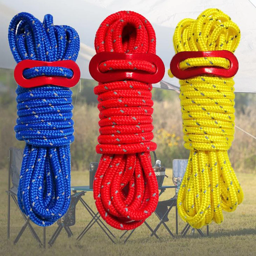 

4 шт. ветрозащитная веревка для кемпинга 4 мм x 4 м, полипропиленовая регулируемая светоотражающая веревка для уличной палатки, аксессуары для веревки