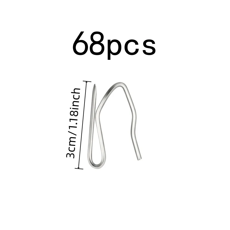 68 pcs 3cm S-Pin Drapery Hooks Rust Resistant Durable, designed for Door Curtain Hanging, Stainless Steel Material