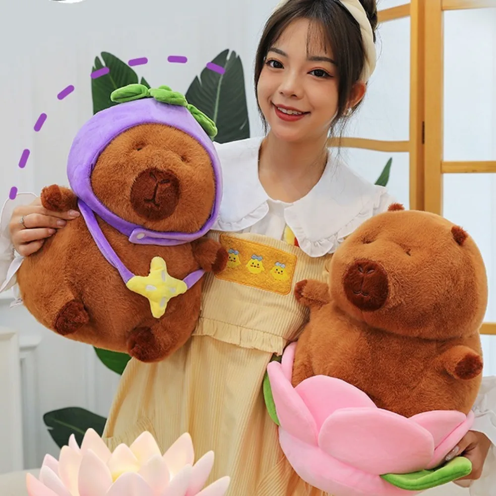 

Милое платье капибара, плюшевая имитация мультяшной капибары, плюшевая игрушка, пушистая мягкая капибара, пушистая кукла, подарок на день рождения