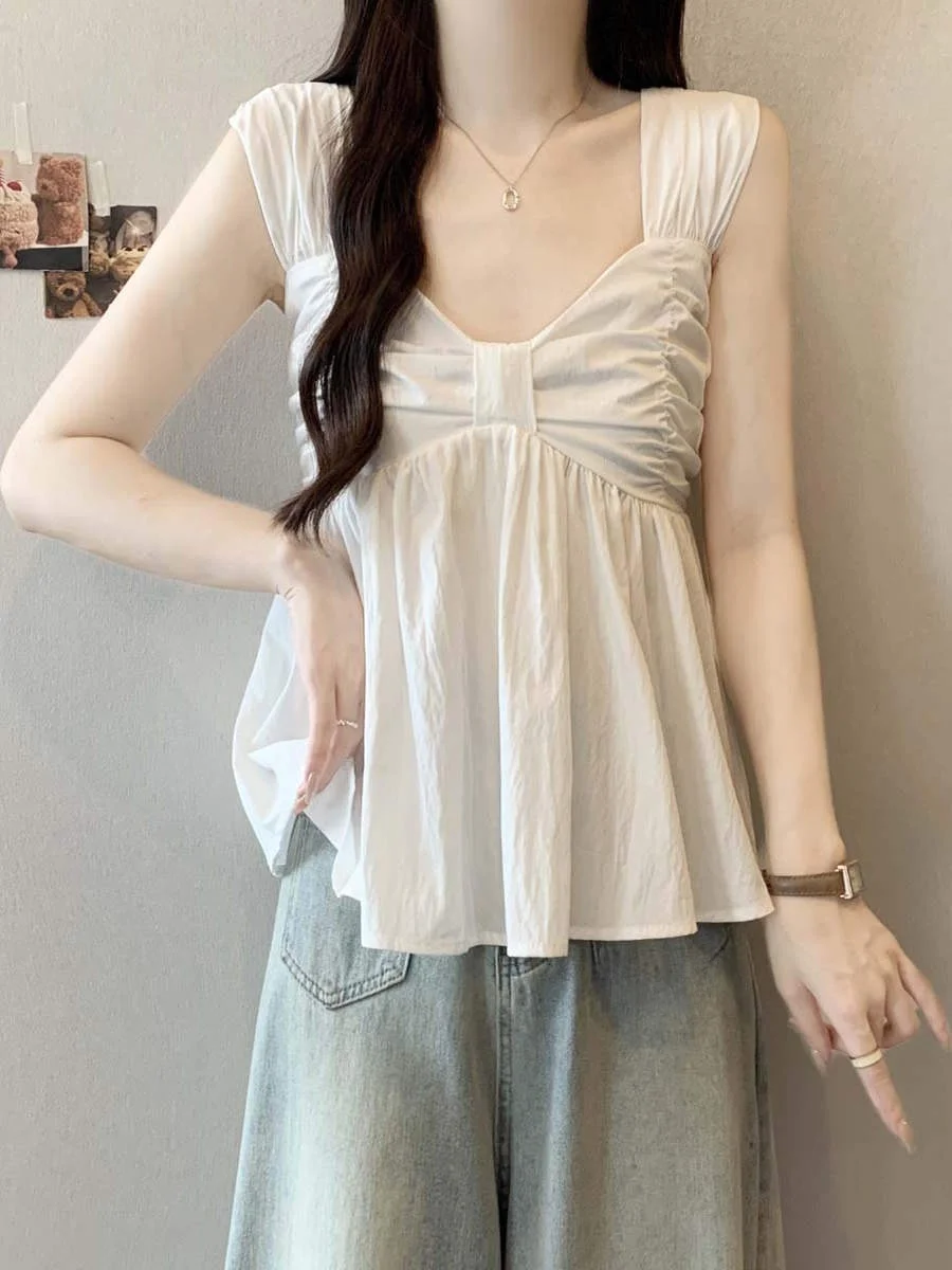 Gilet à bretelles à nœud bleu clair pour femmes, grande taille, gros MM, capable de l'âge, Svel, haut moelleux, vêtements d'extérieur, été