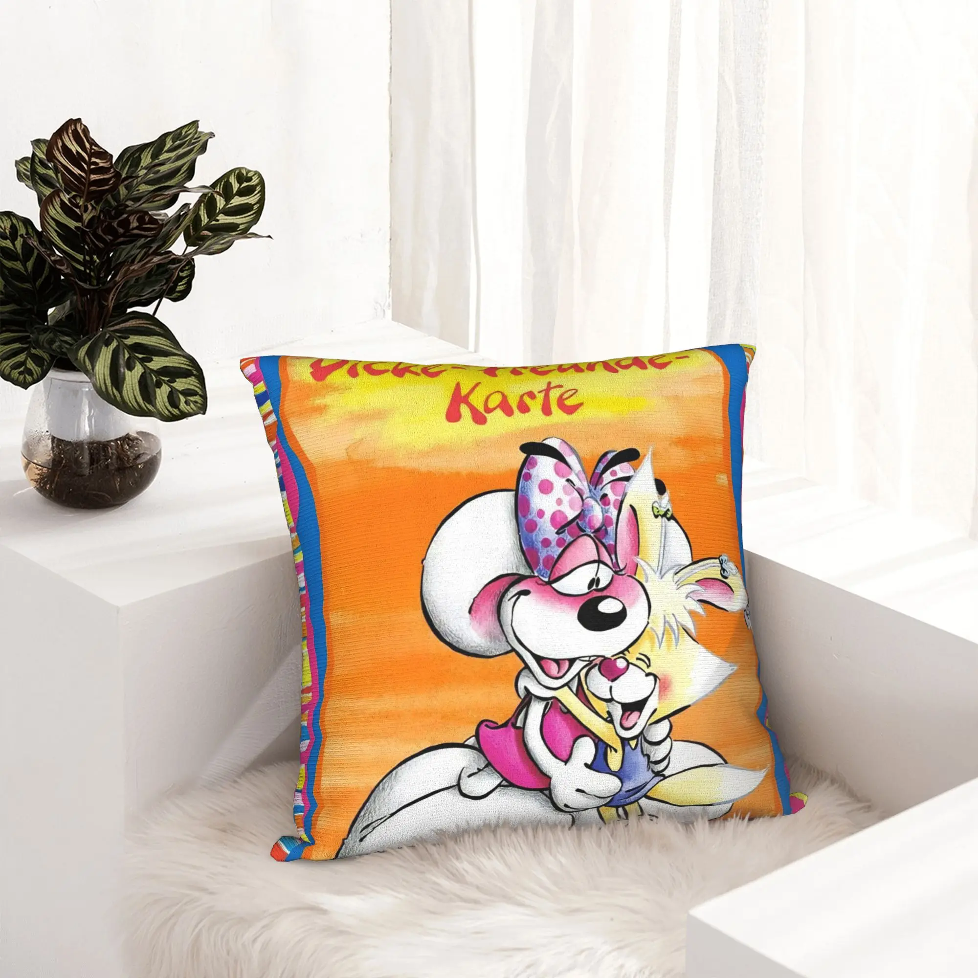 Cute Cartoon D-Diddl Mouse Pillowcase Printed Polyester Cushion Cover Gift  Pillow Case Cover Bed Zippered 45X45cm
