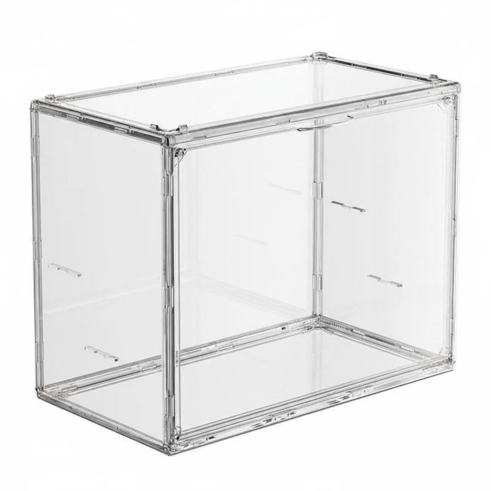 Dustproof Display Case for Action Figures Clear Stackable PET Storage Box with Door for Gundam Model Collections Desk Shelf