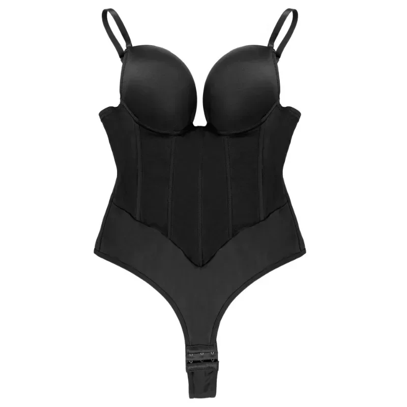 

Women's Fashion Sexy Mesh Transparent Spaghetti Straps Outfitting Corset Bodysuit with Built-in Bra