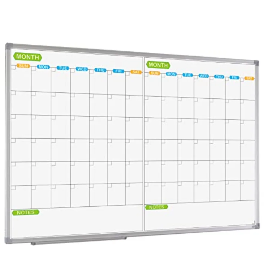 

Magnetic Dry Erase Calendar Whiteboard, 2 Month White Board Planner 36 X 24 Inch, Aluminum Frame Wall Mounted Board for Office