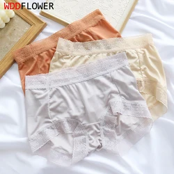 3 Pack Women Silk Briefs 100% Mulberry Silk Middle Rise Lace Thin Type Panties Underwear Lingerie M L XL XXL TG227