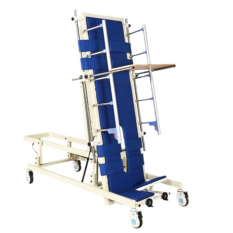 Hand standing rehabilitation bed, upright frame training bed for paralyzed patients with straps, anti-foot sagging nursing bed