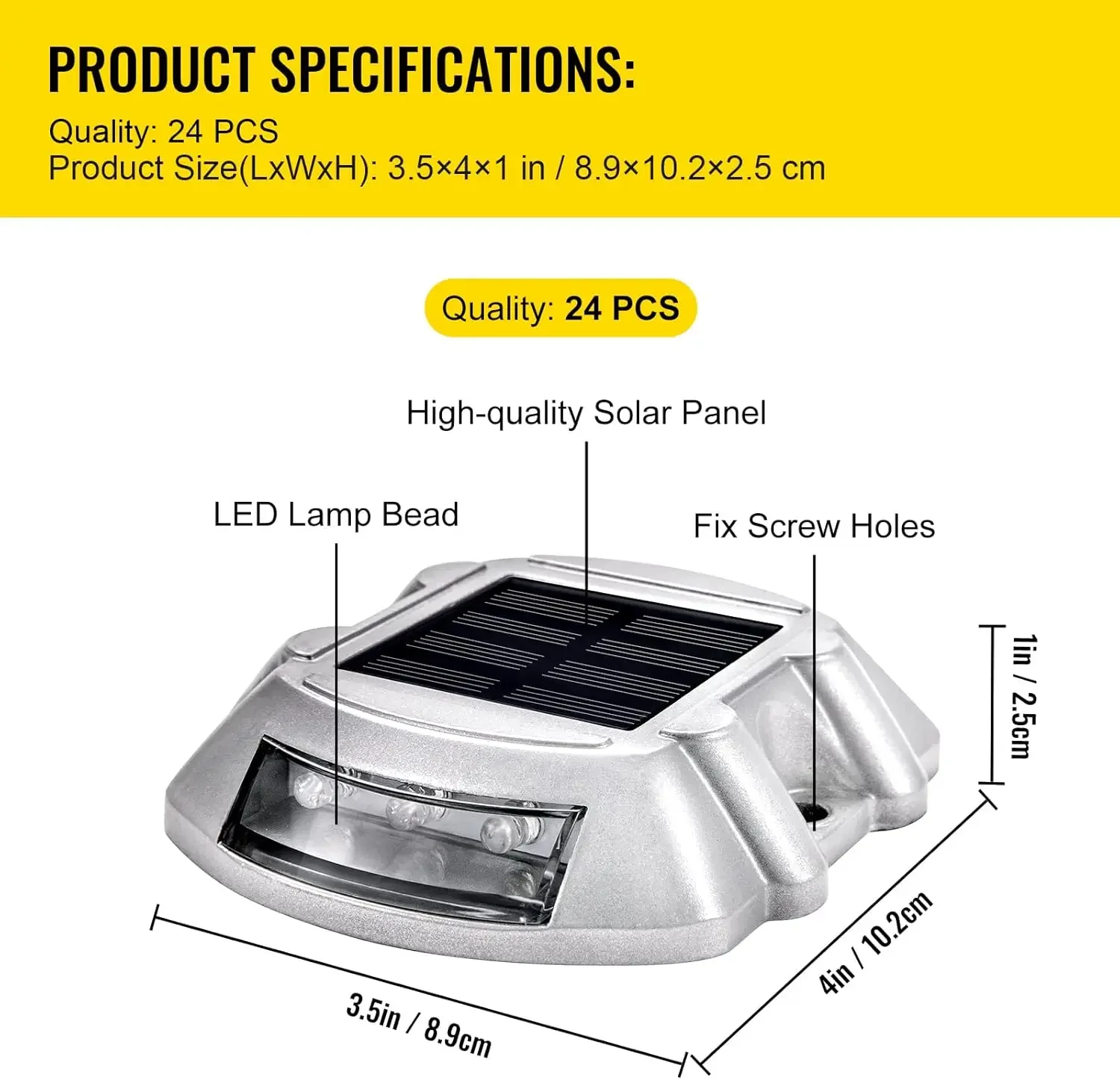 Driveway Lights 24-Pack Solar Driveway  Bright White with Screw Solar Deck  Outdoor Waterproof Wireless Dock