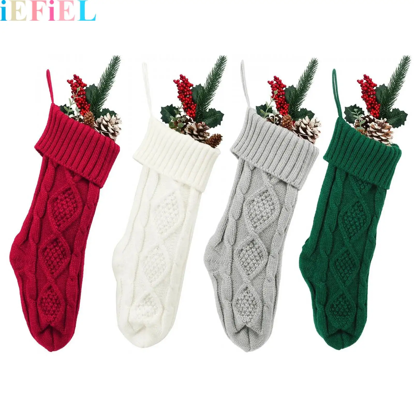 

Christmas Stocking Bag Knitted Xmas Stocking for Kids Holiday And Family Stocking for Fireplace Christmas Party Decoration