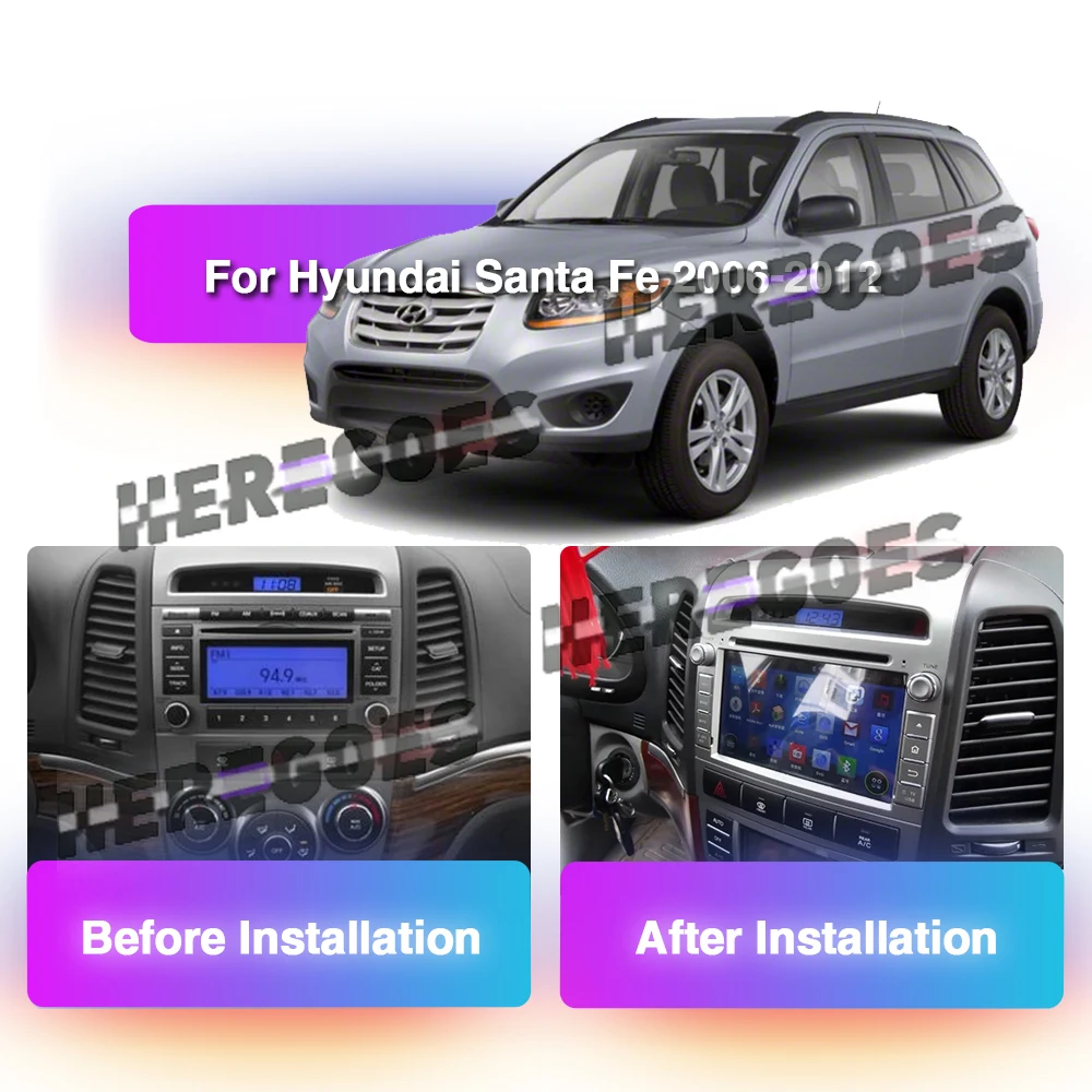 4G LTE CarPlay 2din Android 11.0 Car DVD Player For Hyundai Santa Fe 2 2006-2012 GPS Radio Stereo 8+128G Autoradio Bluetooth DSP