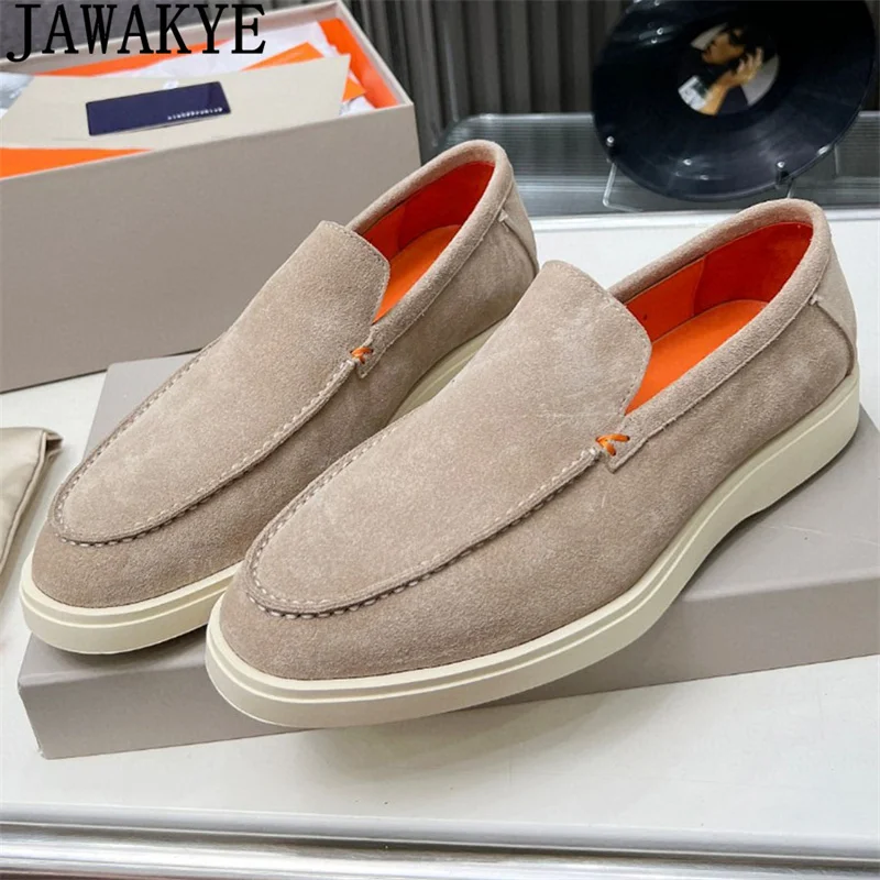 Summer Hot Sale Suede Business Loafers Flat Shoes Women Formal Casual Slip-on Walk Shoes Multicolour Genuine Leather Shoes Men